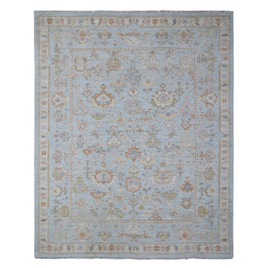 Oushak And Peshawar Wool Hand Knotted Rug Blue Blue 8.4X10.2 -O088653