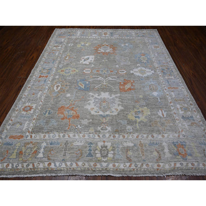 Oushak And Peshawar Wool Hand Knotted Rug Grey Gray 8.0X9.7 -O088656