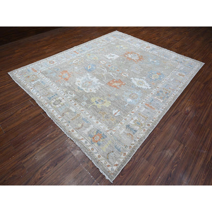Oushak And Peshawar Wool Hand Knotted Rug Grey Gray 8.0X9.7 -O088656