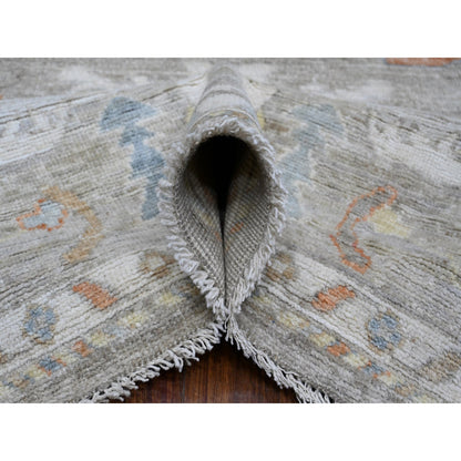 Oushak And Peshawar Wool Hand Knotted Rug Grey Gray 8.0X9.7 -O088656
