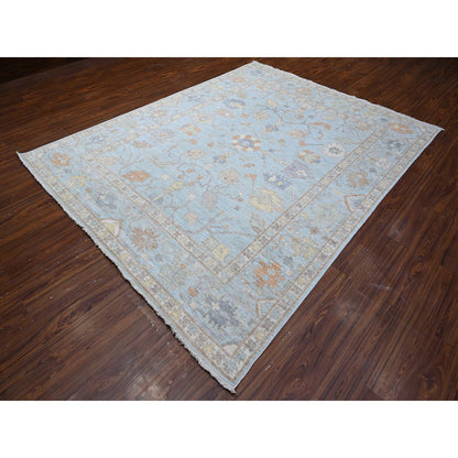 Oushak And Peshawar Wool Hand Knotted Rug Blue Blue 7.9X9.9 -O088658