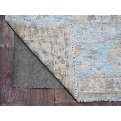 Oushak And Peshawar Wool Hand Knotted Rug Blue Blue 7.9X9.9 -O088658