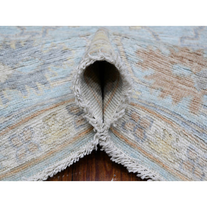 Oushak And Peshawar Wool Hand Knotted Rug Blue 7.9x9.9 -O088658