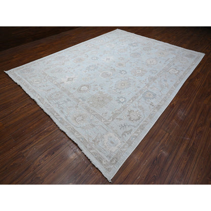 Oushak And Peshawar Wool Hand Knotted Rug Grey Gray 9.2X12.0 -O088669