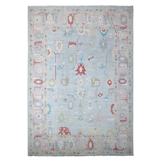 Oushak And Peshawar Wool Hand Knotted Rug Grey Pink 9.9X13.9 -O088671