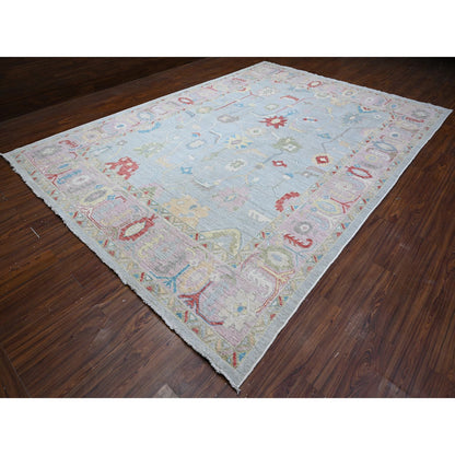 Oushak And Peshawar Wool Hand Knotted Rug Grey Pink 9.9X13.9 -O088671