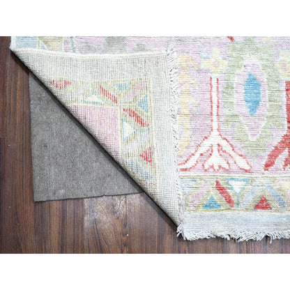 Oushak And Peshawar Wool Hand Knotted Rug Grey Pink 9.9X13.9 -O088671