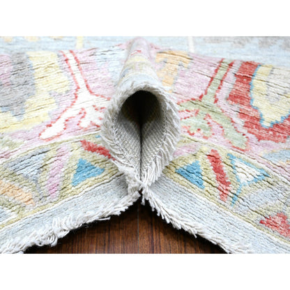 Oushak And Peshawar Wool Hand Knotted Rug Grey Pink 9.9X13.9 -O088671