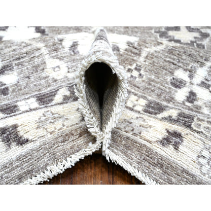 Oushak And Peshawar Wool Hand Knotted Rug Grey Gray 10.2X13.11 -O088672