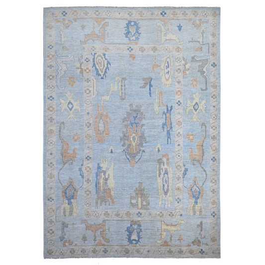 Oushak And Peshawar Wool Hand Knotted Rug Blue Blue 10.0X14.0 -O088673