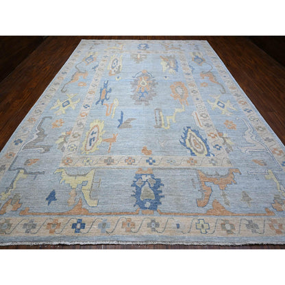 Oushak And Peshawar Wool Hand Knotted Rug Blue Blue 10.0X14.0 -O088673