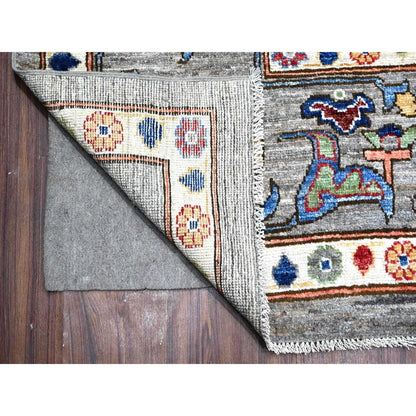 Oushak And Peshawar Wool Hand Knotted Rug Grey Gray 9.11X12.10 -O088677