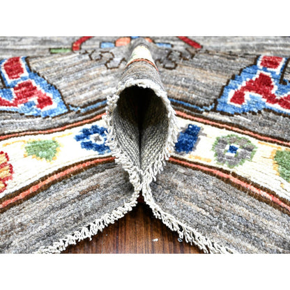 Oushak And Peshawar Wool Hand Knotted Rug Grey Gray 9.11X12.10 -O088677