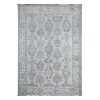 Oushak And Peshawar Wool Hand Knotted Rug Grey Gray 9.9X13.10 -O088680