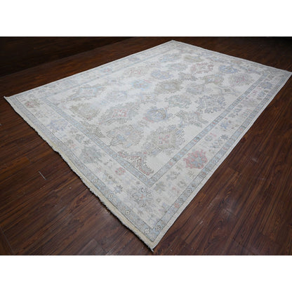 Oushak And Peshawar Wool Hand Knotted Rug Grey Gray 9.9X13.10 -O088680