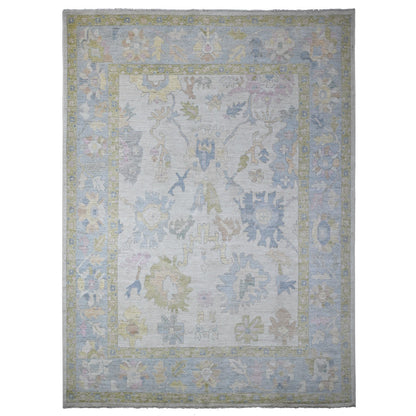 Oushak And Peshawar Wool Hand Knotted Rug Blue Blue 9.9X13.4 -O088684