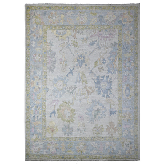 Oushak And Peshawar Wool Hand Knotted Rug Blue Blue 9.9X13.4 -O088684