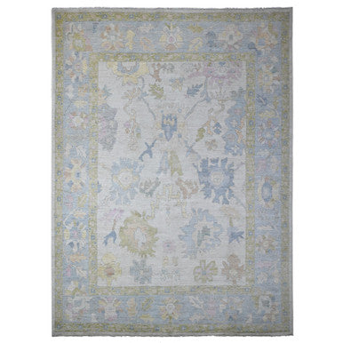 Oushak And Peshawar Wool Hand Knotted Rug Blue Blue 9.9X13.4 -O088684