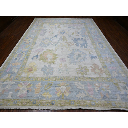 Oushak And Peshawar Wool Hand Knotted Rug Blue Blue 9.9X13.4 -O088684