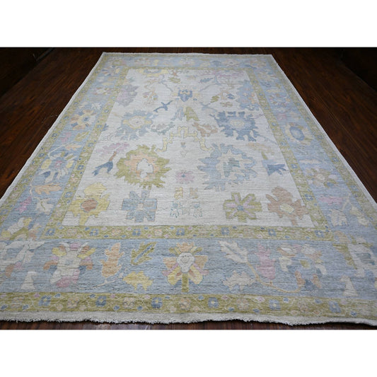 Oushak And Peshawar Wool Hand Knotted Rug Blue Blue 9.9X13.4 -O088684