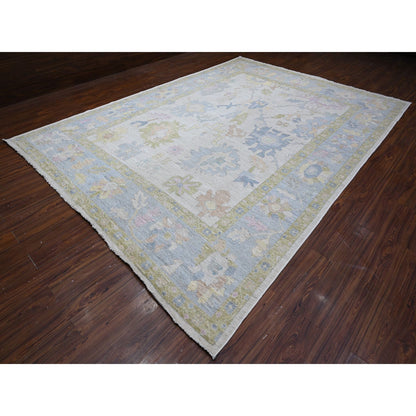 Oushak And Peshawar Wool Hand Knotted Rug Blue Blue 9.9X13.4 -O088684