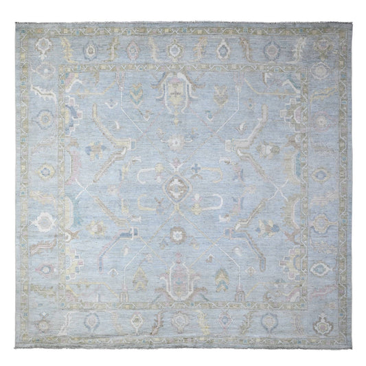 Oushak And Peshawar Wool Hand Knotted Rug Blue Blue 9.9X10.0 -O088685