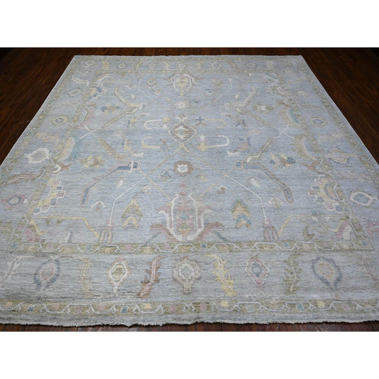 Oushak And Peshawar Wool Hand Knotted Rug Blue Blue 9.9X10.0 -O088685