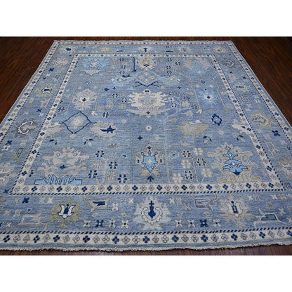 Oushak And Peshawar Wool Hand Knotted Rug Blue Blue 9.11X9.7 -O088687