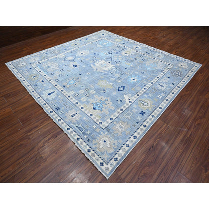 Oushak And Peshawar Wool Hand Knotted Rug Blue Blue 9.11X9.7 -O088687