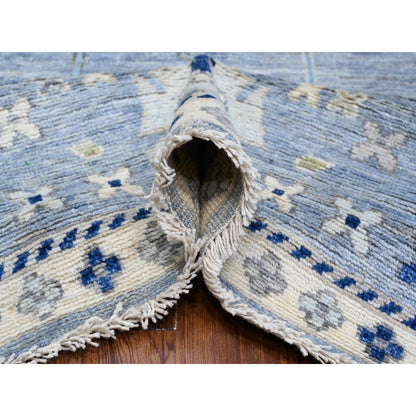 Oushak And Peshawar Wool Hand Knotted Rug Blue Blue 9.11X9.7 -O088687