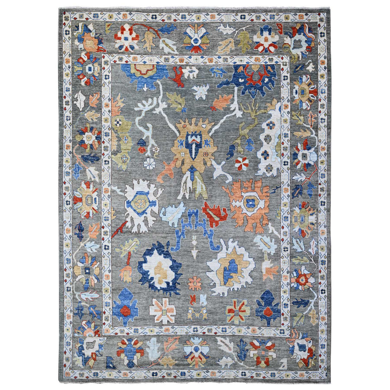 Oushak And Peshawar Wool Hand Knotted Rug Grey Gray 9.9X13.4 -O088688