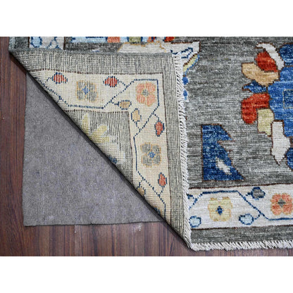 Oushak And Peshawar Wool Hand Knotted Rug Grey Gray 9.9X13.4 -O088688