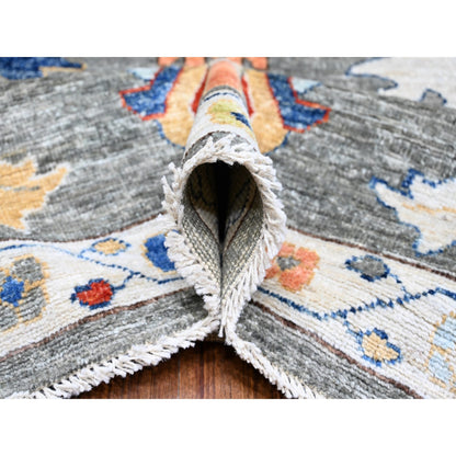 Oushak And Peshawar Wool Hand Knotted Rug Grey Gray 9.9X13.4 -O088688