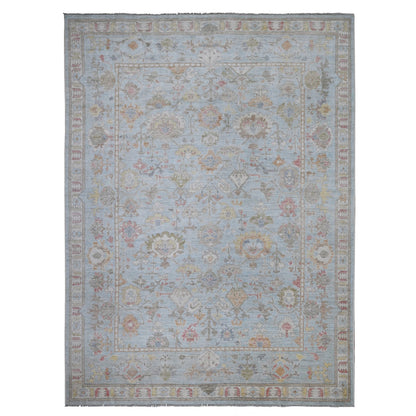 Oushak And Peshawar Wool Hand Knotted Rug Blue Blue 9.11X13.5 -O088689