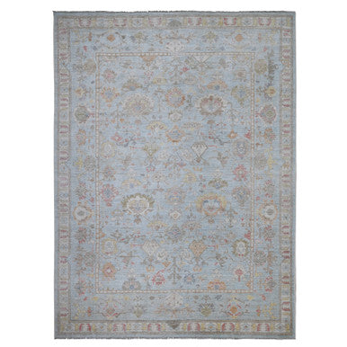 Oushak And Peshawar Wool Hand Knotted Rug Blue Blue 9.11X13.5 -O088689