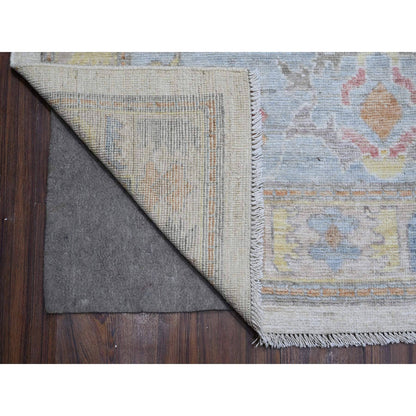 Oushak And Peshawar Wool Hand Knotted Rug Ivory Blue 9.9X14.2 -O088691