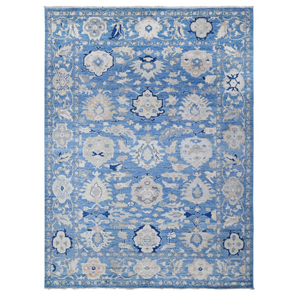 Oushak And Peshawar Wool Hand Knotted Rug Blue Blue 8.9X11.10 -O088693