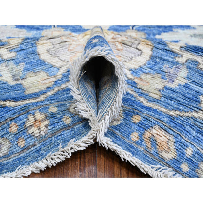 Oushak And Peshawar Wool Hand Knotted Rug Blue Blue 8.9X11.10 -O088693
