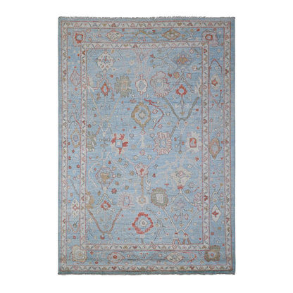 Oushak And Peshawar Wool Hand Knotted Rug Blue Blue 5.11X8.8 -O088695