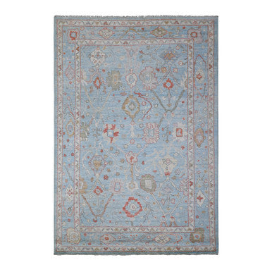 Oushak And Peshawar Wool Hand Knotted Rug Blue Blue 5.11X8.8 -O088695