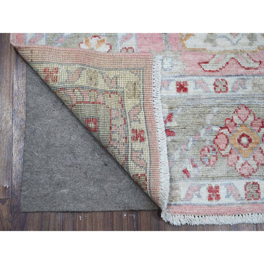 Oushak And Peshawar Wool Hand Knotted Rug Pink Green 6.1X8.9 -O088696