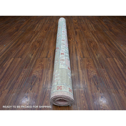 Oushak And Peshawar Wool Hand Knotted Rug Pink Green 6.1X8.9 -O088696
