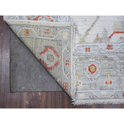 Oushak And Peshawar Wool Hand Knotted Rug Ivory Green 6.1X8.8 -O088698