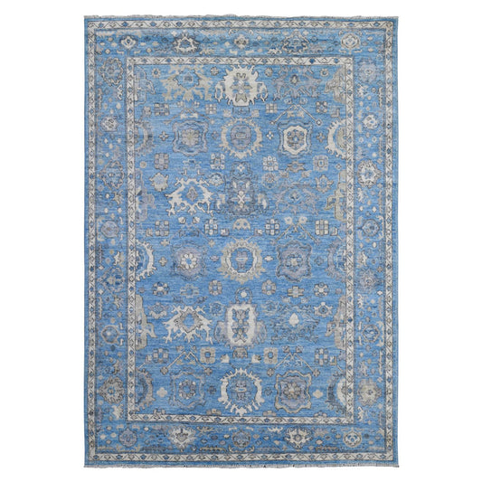 Oushak And Peshawar Wool Hand Knotted Rug Blue Blue 6.1X8.8 -O088699