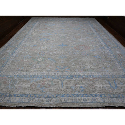 Oushak And Peshawar Wool Hand Knotted Rug Grey Gray 14.0X17.9 -O088700