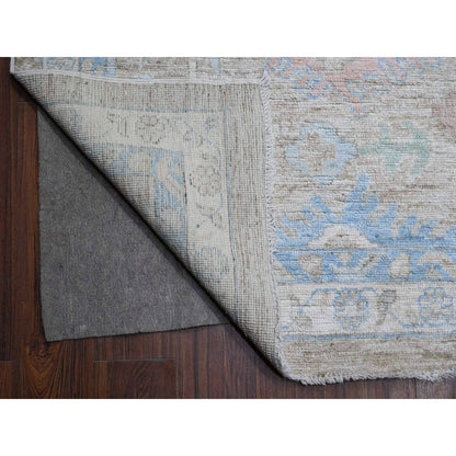 Oushak And Peshawar Wool Hand Knotted Rug Grey Gray 14.0X17.9 -O088700