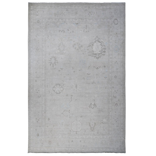 Oushak And Peshawar Wool Hand Knotted Rug Grey Gray 13.10X19.5 -O088701