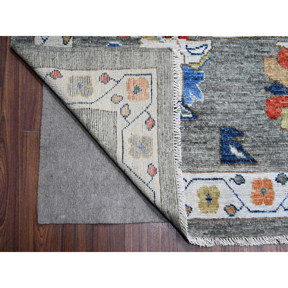 Oushak And Peshawar Wool Hand Knotted Rug Grey Gray 12.1X15.11 -O088702