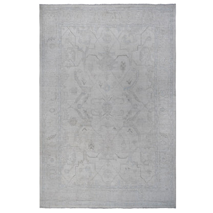 Oushak And Peshawar Wool Hand Knotted Rug Grey Gray 14.1X19.7 -O088703