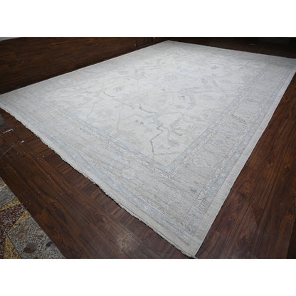 Oushak And Peshawar Wool Hand Knotted Rug Grey Gray 14.1X19.7 -O088703